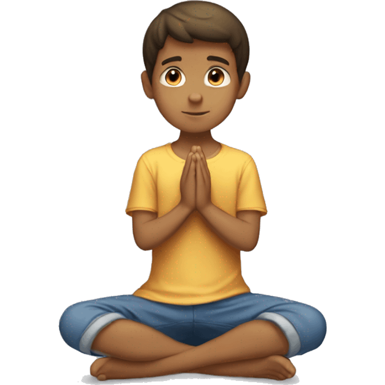 tanned brunette boy kneeling praying  emoji