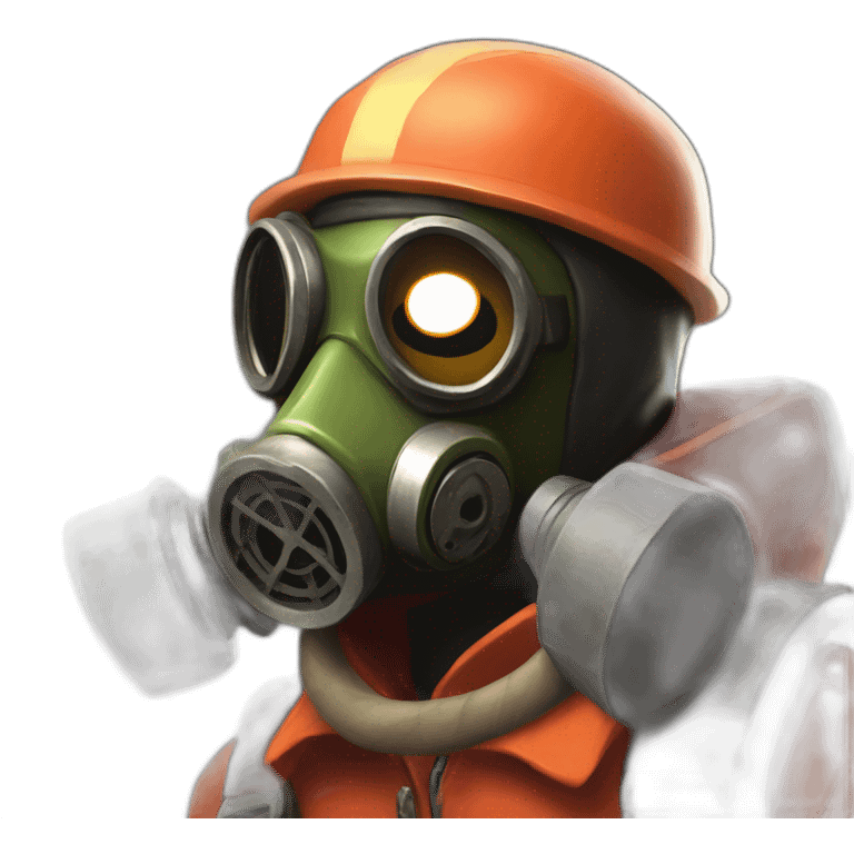 Pyro from Team fortress 2 with gas mask, happy emoji