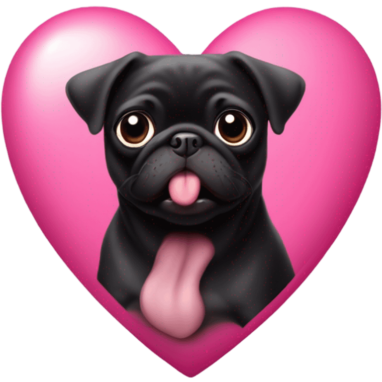 Black pug in a pink heart emoji