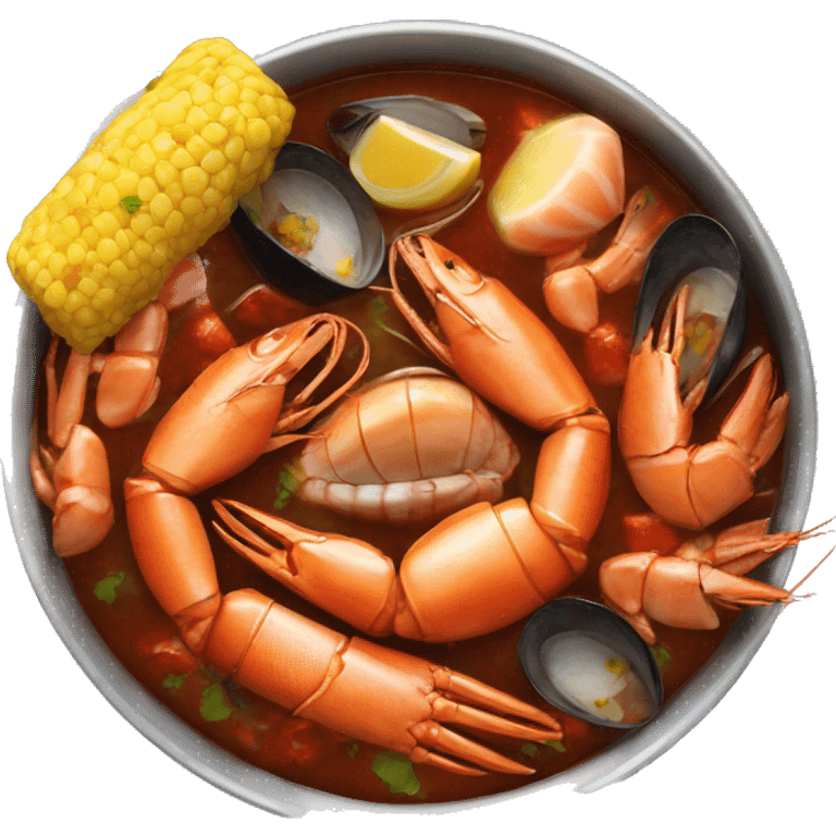 Seafood boil with stew sauce emoji