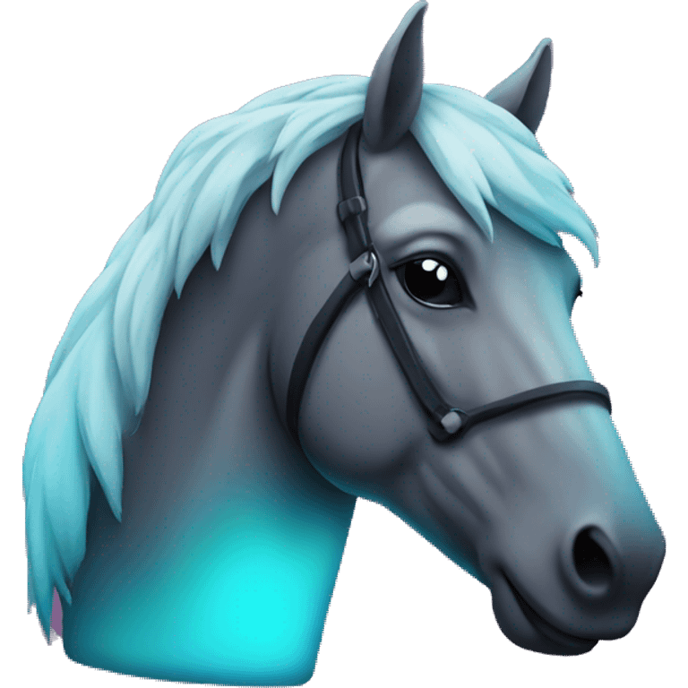 Neon sign of a horse emoji emoji