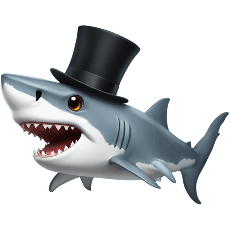 Shark with a top hat emoji