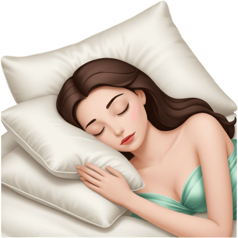 sleeping beauty brunette white girl with a silk pillow emoji