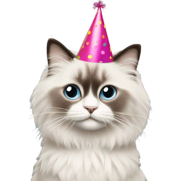 Ragdoll with party hat emoji