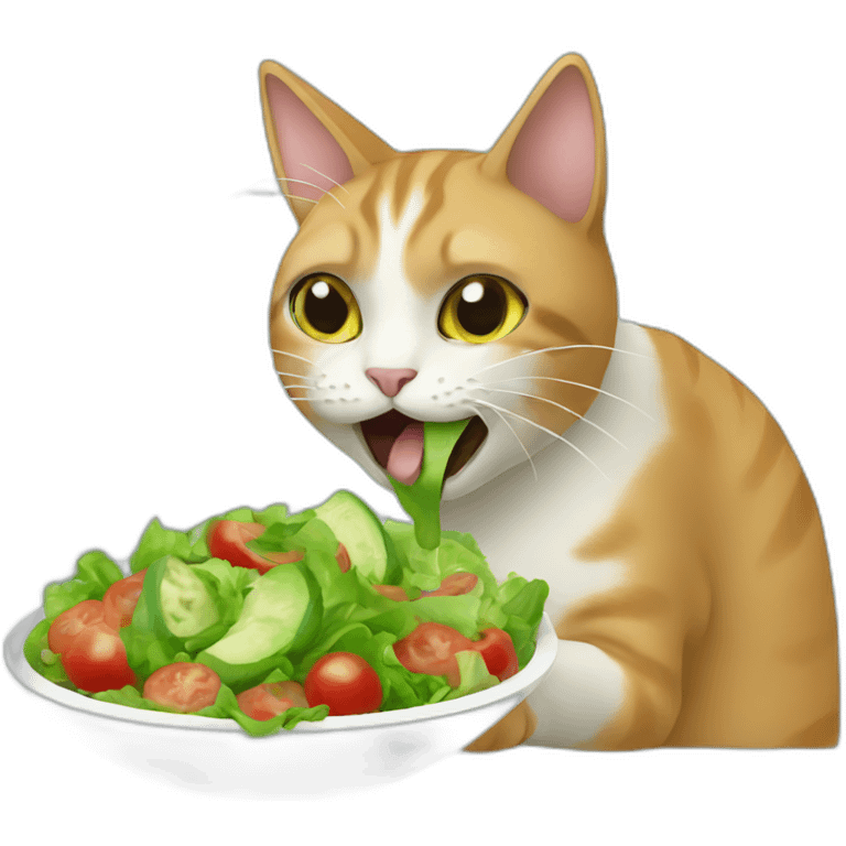 cat eating a salad emoji