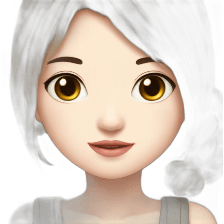 cute girl，black hair，named jingjing，full body emoji