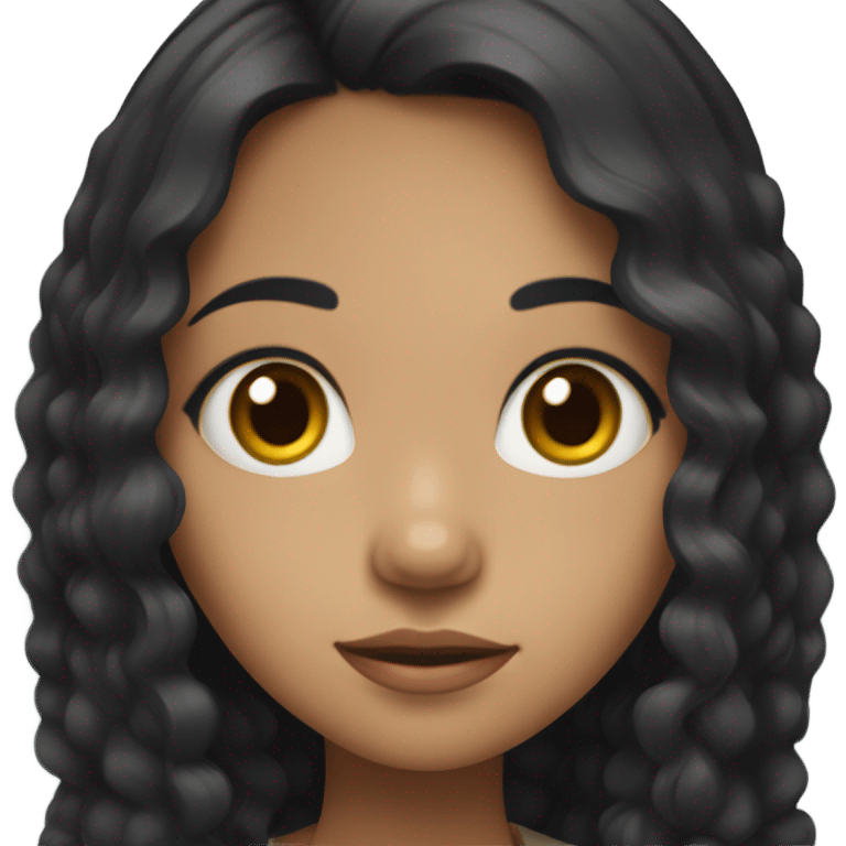 a filipino girl, big eyes, black long slightly curly hair  emoji