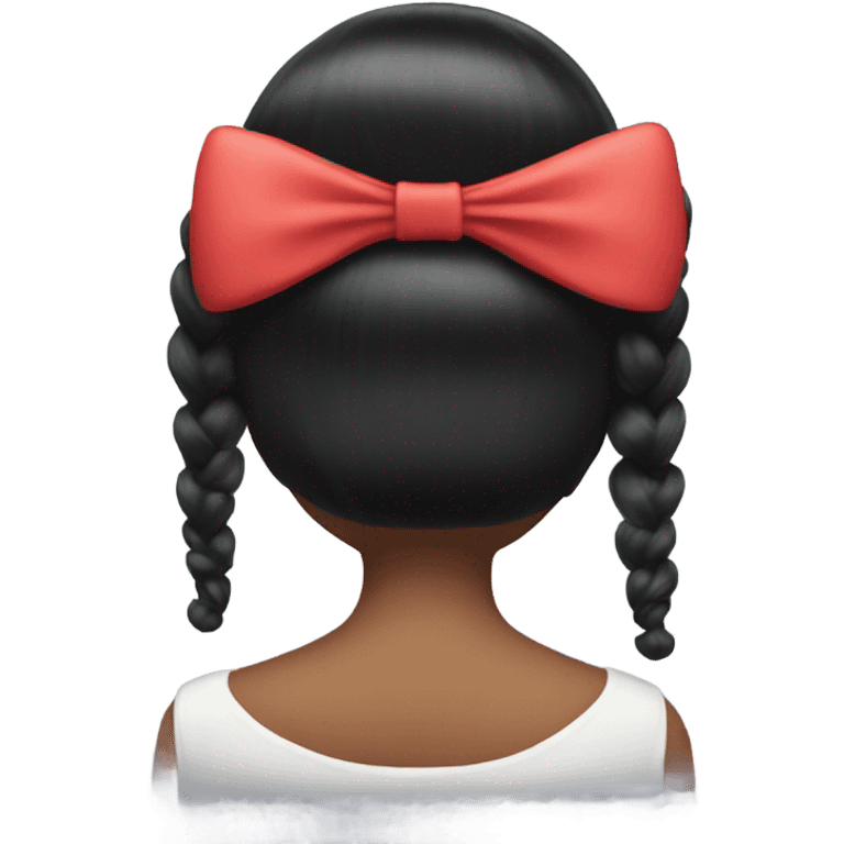 black open hair from behind with a light red bow emoji