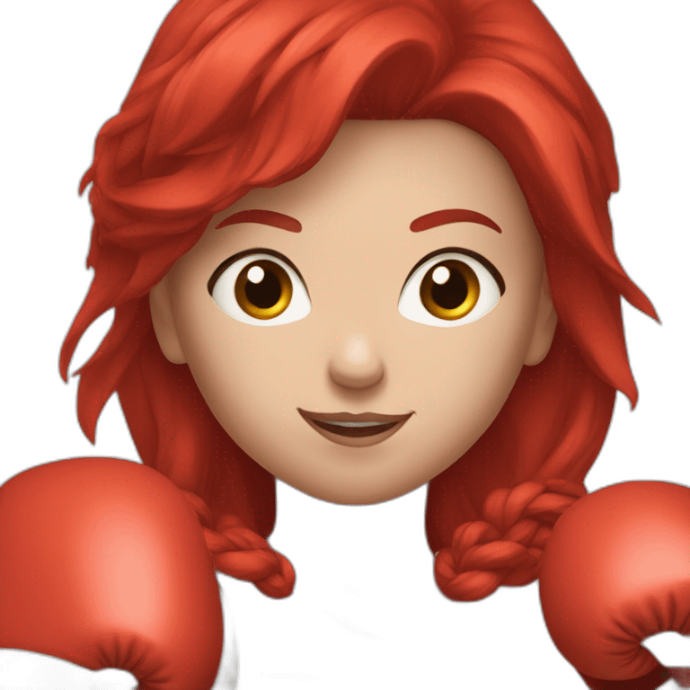 Boxing girl, red hair, white skin, red boxing gloves emoji