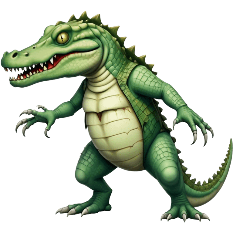 zombie monstrous pale skinned decaying greenish white alligator, vicious, boss monster, full body, dirty, undead emoji