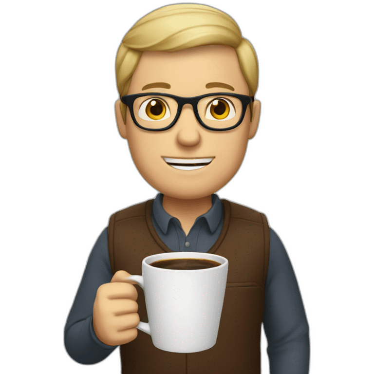 white man with glasses drinking coffee emoji