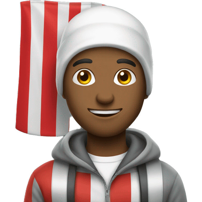 Guy with red white flag emoji