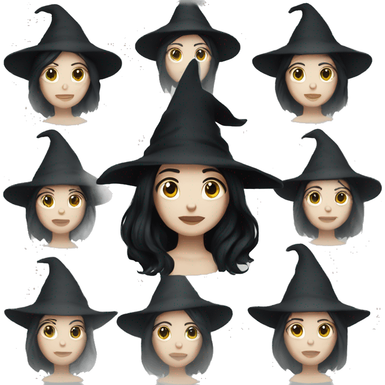 Long black haired witch with pale skin emoji