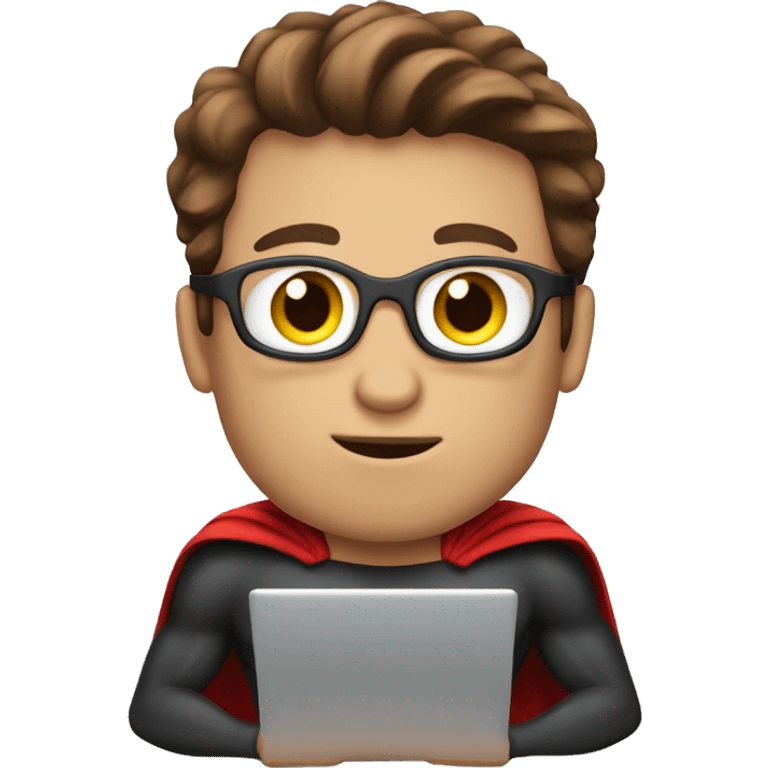 superhero with brown hair at the laptop emoji