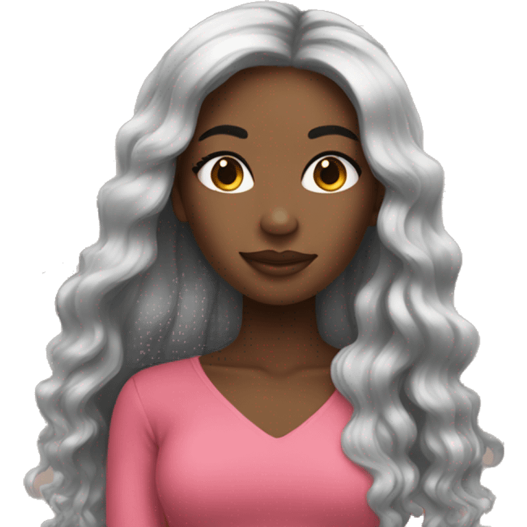 black girl with long hair and long eyelashes emoji