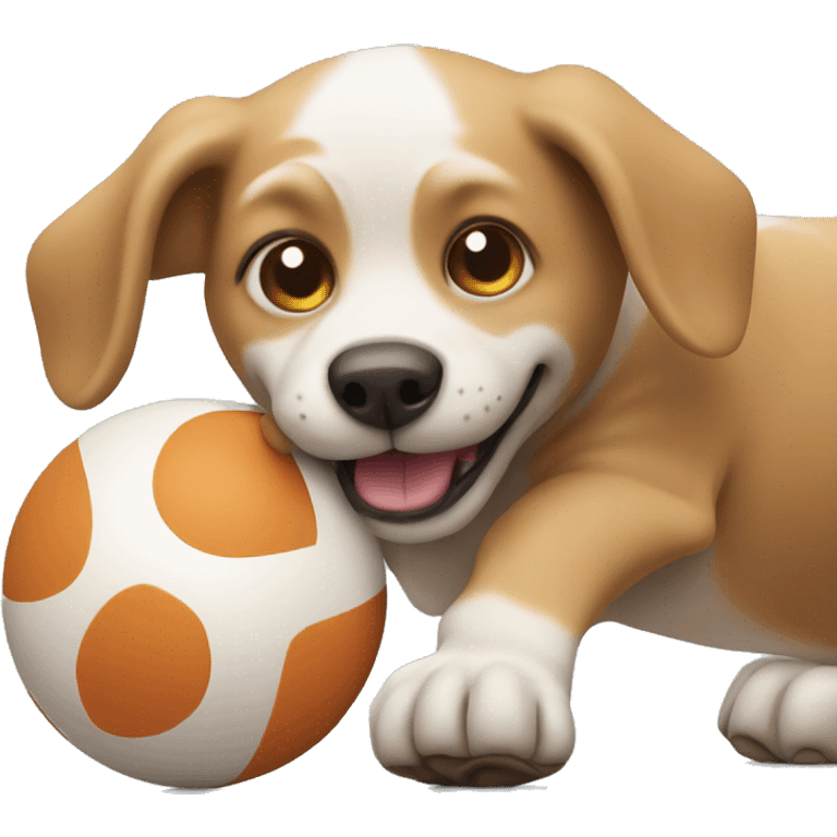 Dog playing with toy ball emoji