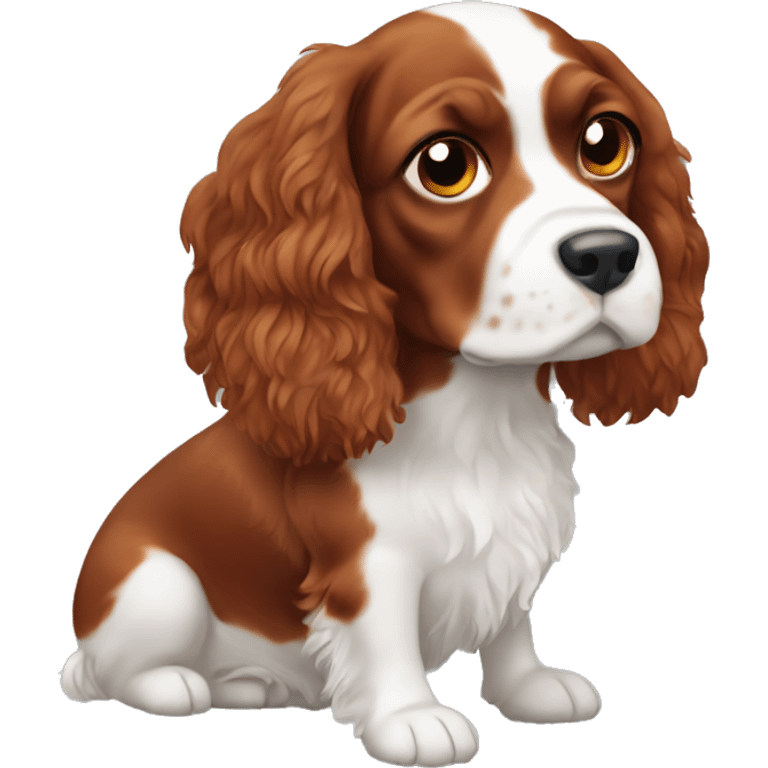 Red and white french britanny spaniel dog emoji