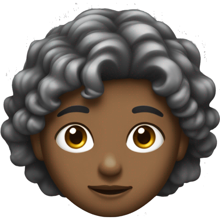 cheveux noir avec un peu de gris petit yeux et peau bronzé emoji