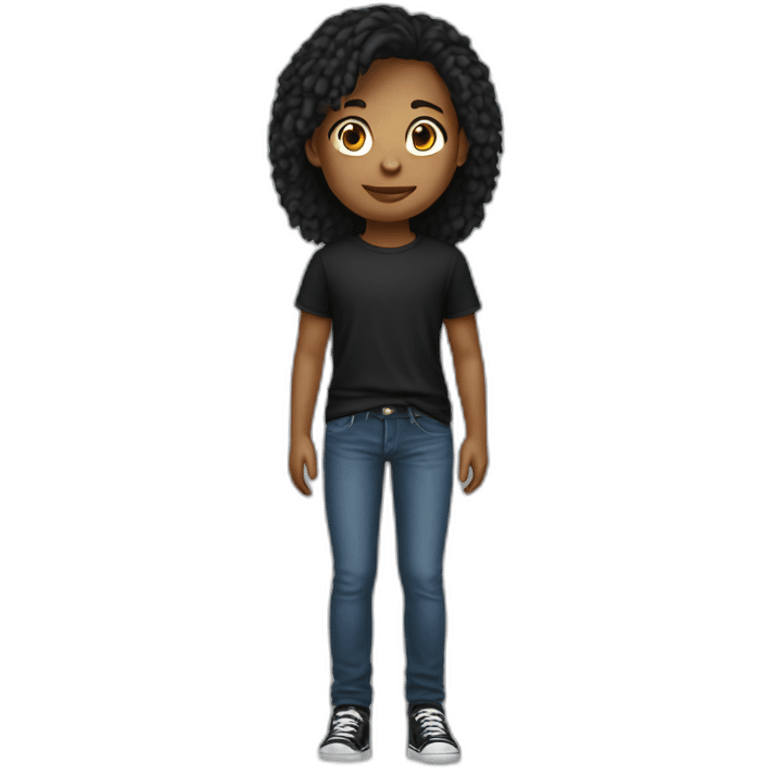 Teen with black t-shirt and jeans emoji