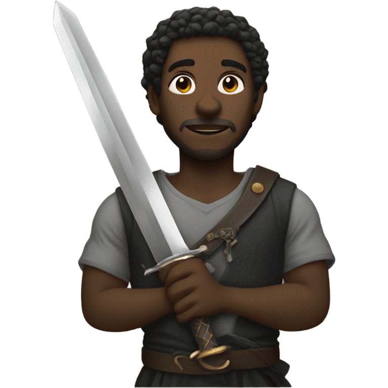 black guy with sword emoji