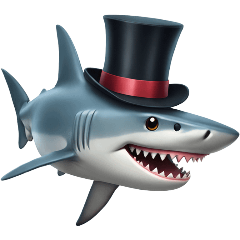 Shark with a top hat emoji