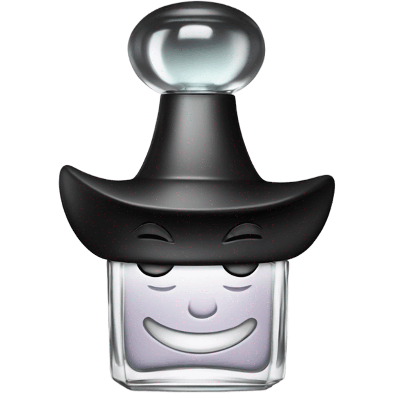 smiling perfume with black cap emoji