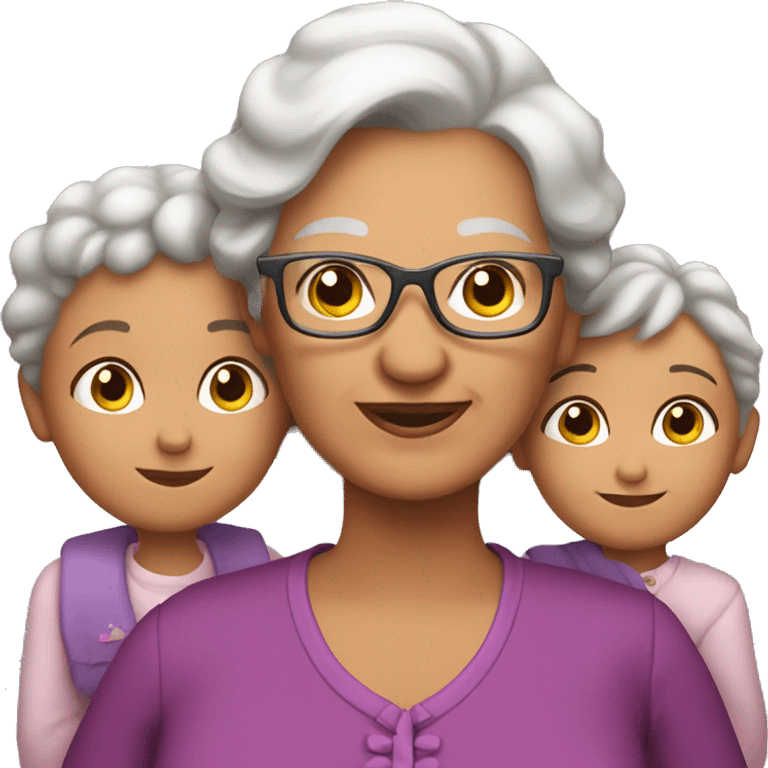 Grandma with 2 grandkids emoji