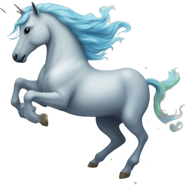 Unicorn riding the moon through an ocean emoji