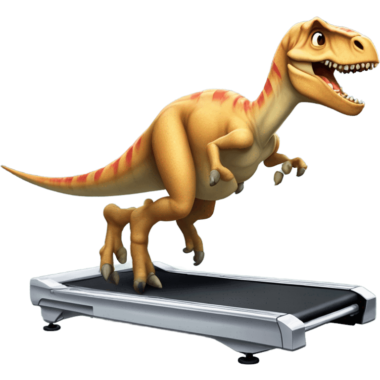 dinosaur runs on a treadmill emoji