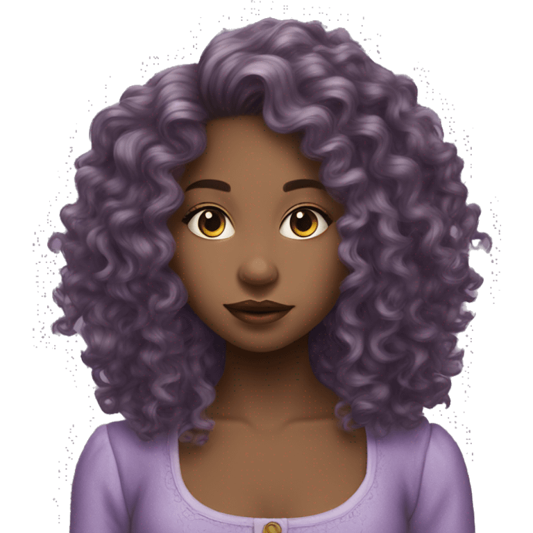 Three musketeers dark lilac women curly long hair emoji