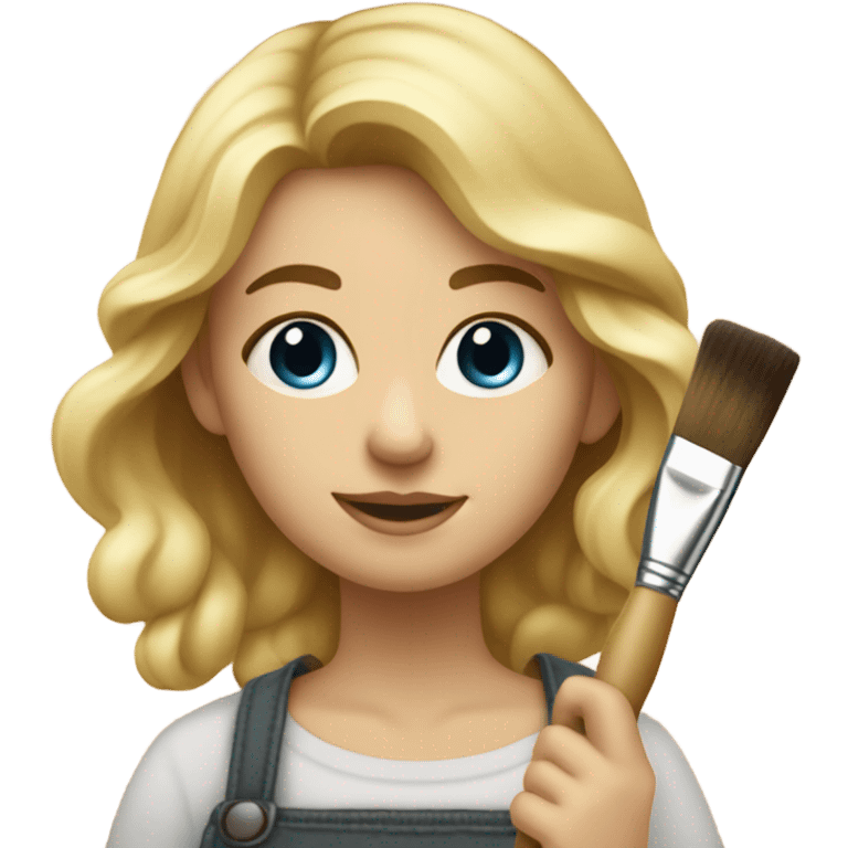 Blonde artist painting emoji