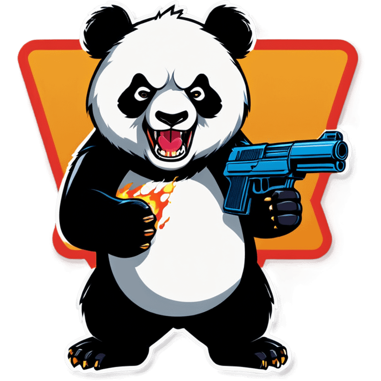 Angry Panda holding a gun emoji