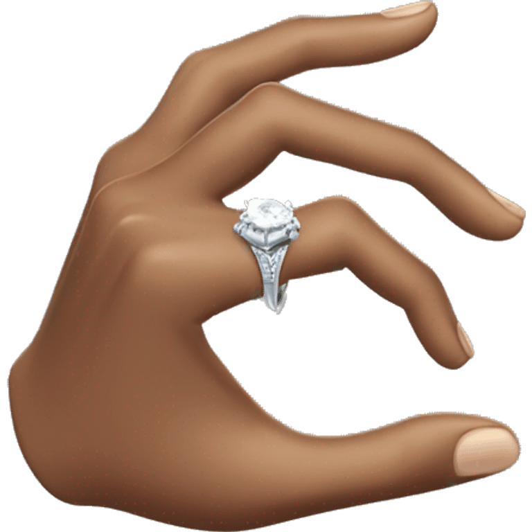 Black Hand with engagement ring emoji