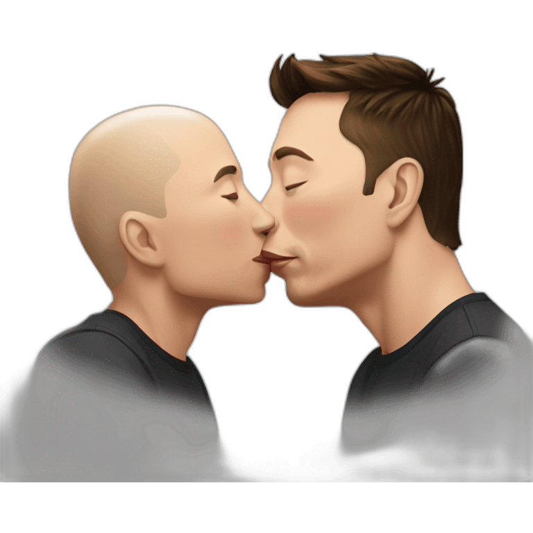 Elon Musk kissing Jeff Bezos emoji