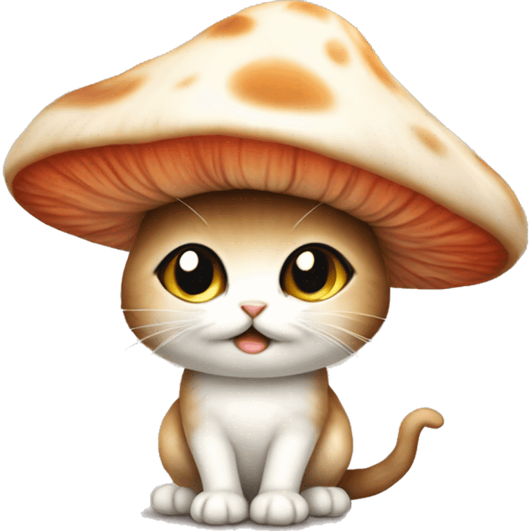 Adorable mushroom kitten emoji