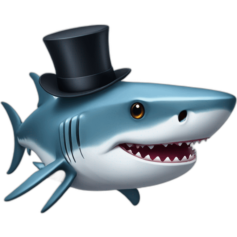 Shark with a top hat emoji