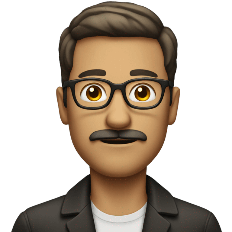 Short hair guy with a mustache and glasses emoji