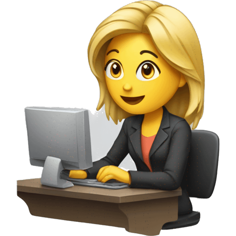 Ordinateur femme travaillant sur un ordinateur  emoji