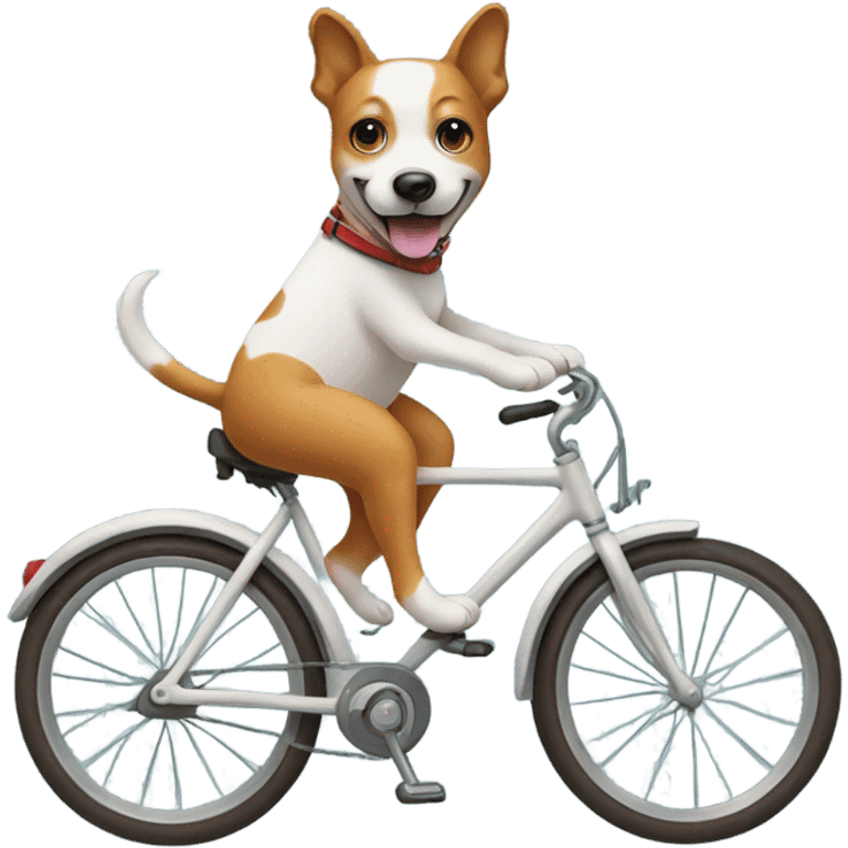 A dog riding a bike emoji