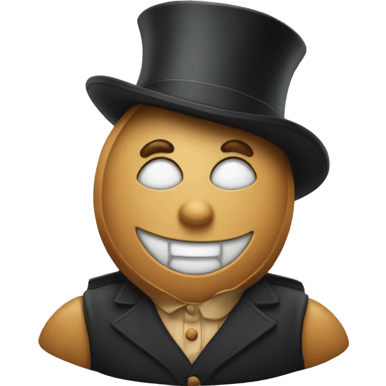 An almond with a tophat emoji