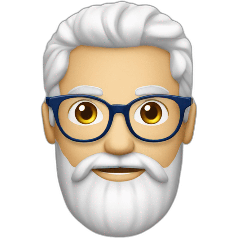 cara de hombre blanco con barba cana y lentes azules redondos, cejas café, sorprendido emoji