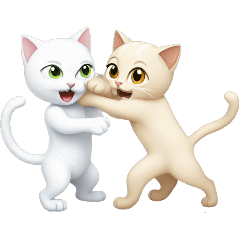 A white cat and a brown cat fighting emoji