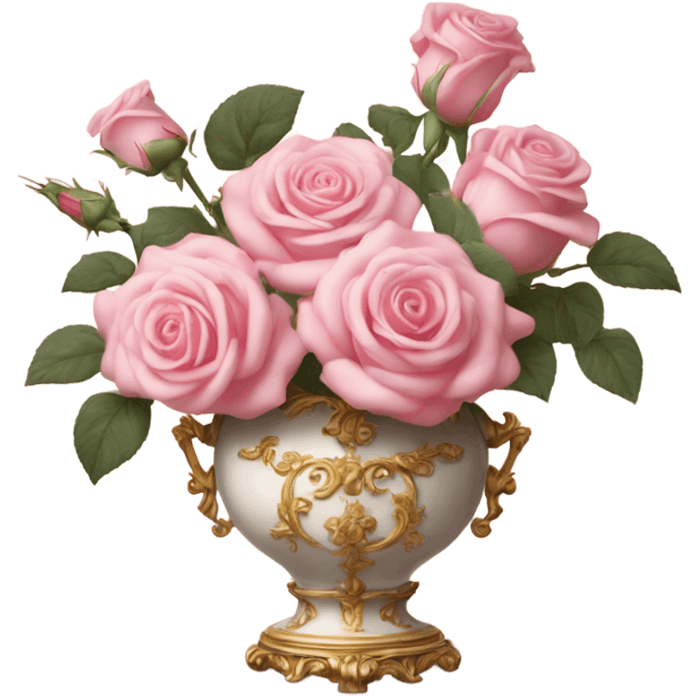 Roses in soft pink rococo vase emoji