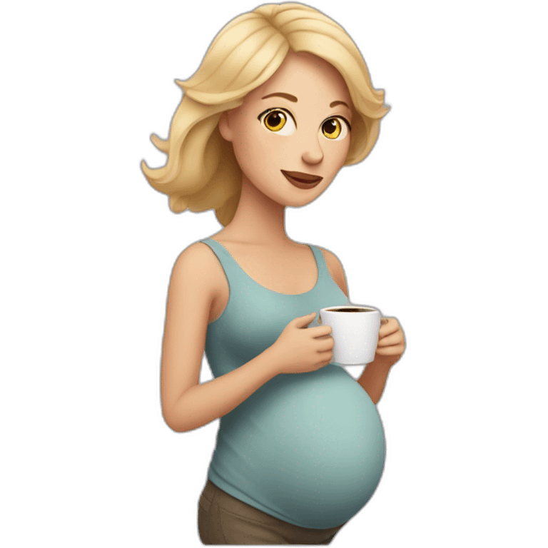 Pregnant white woman with coffee emoji