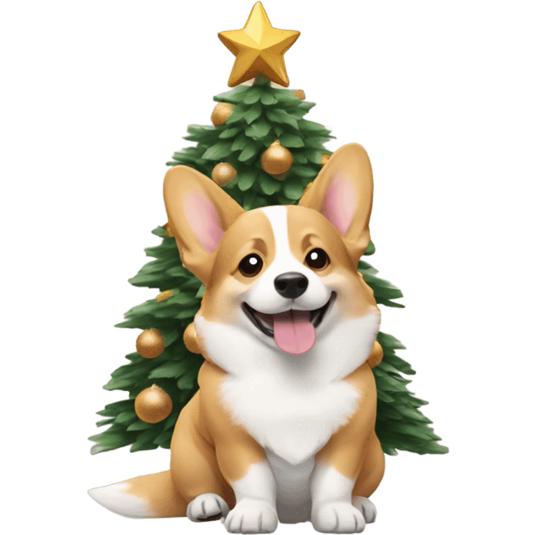 Corgi with new year tree emoji