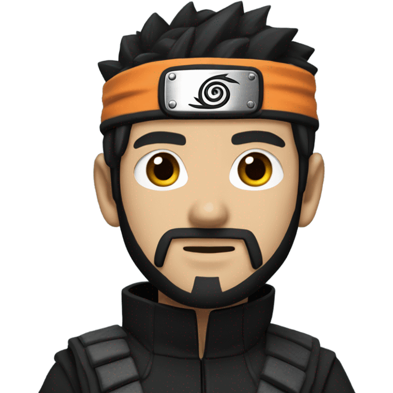 Naruto With Black hair and Black beard , Black Ninja jacket emoji