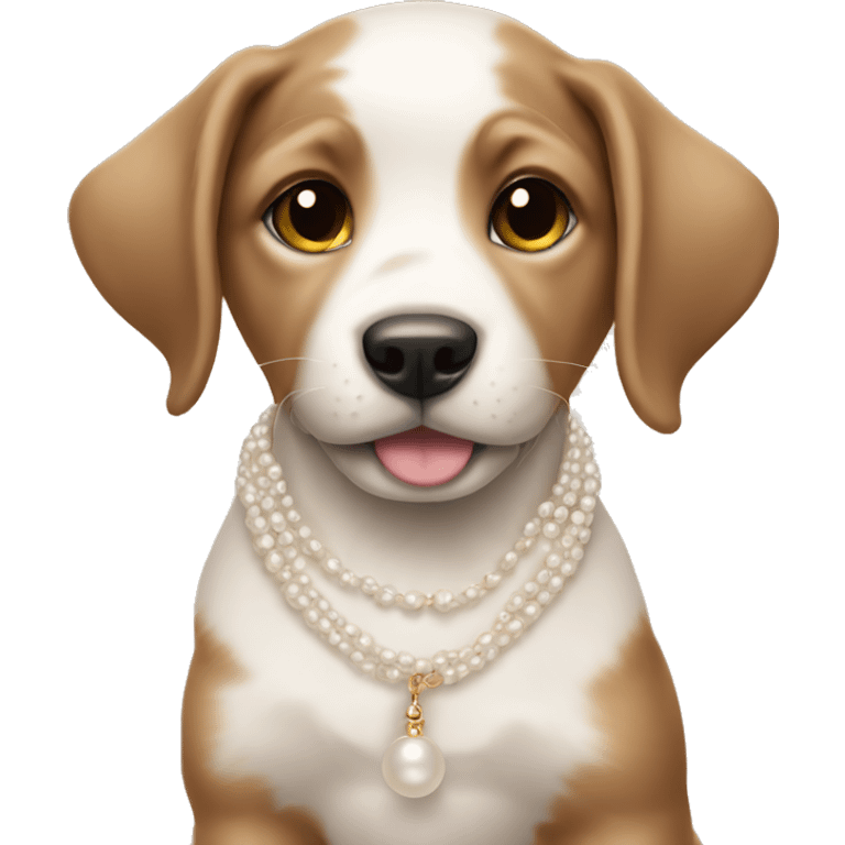 Puppy wearing pearl necklace emoji