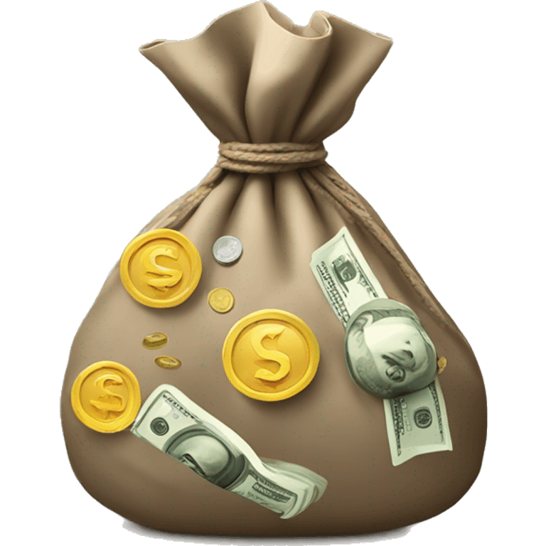 Money bag overfull with coins emoji