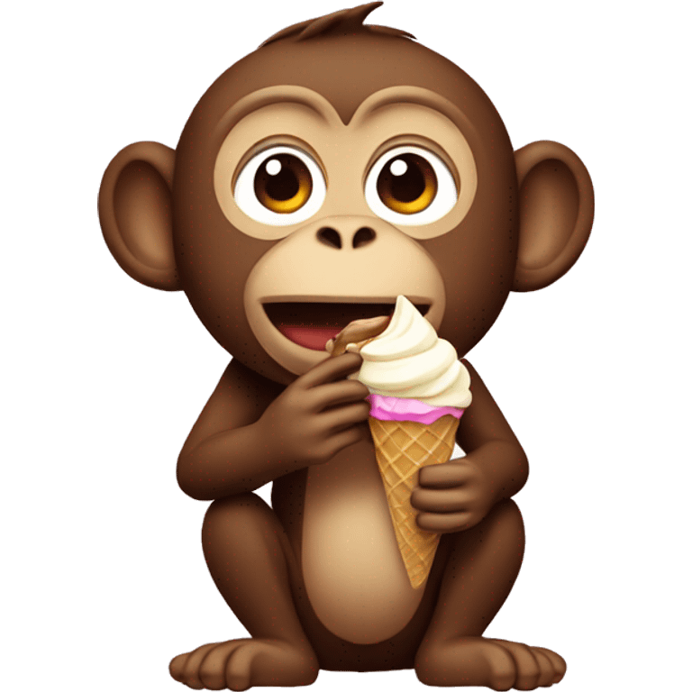 a monkey crying eating ice cream  emoji