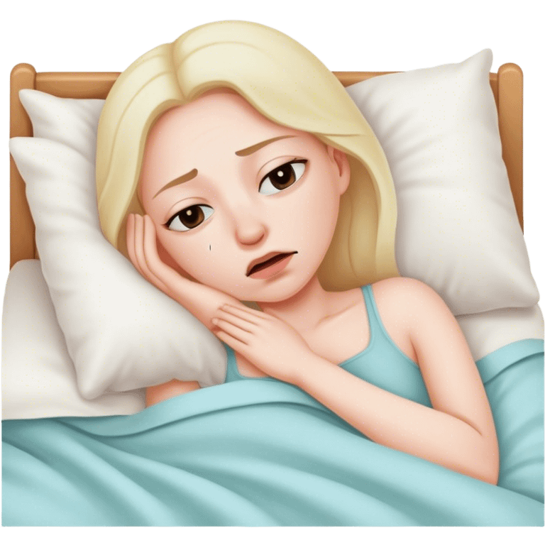 Woman In bed with sinus pain  emoji